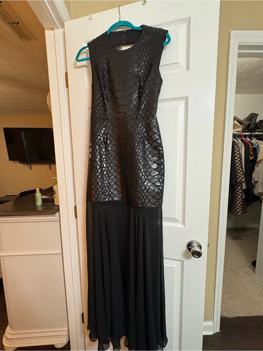 Black Textured Bodice Maxi Dress